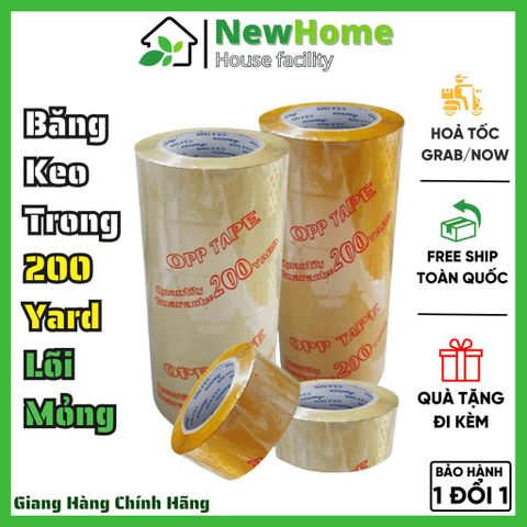 Cuộn Băng Keo Trong 200 YARD Lõi Mỏng - 1 Cây 6 Cuộn [2Kg] Đảm Bảo Chất Lượng