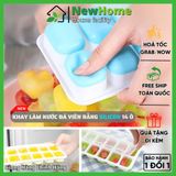 Khay Làm Nước Đá Viên Bằng Silicon 14 Ô - Lấy Đá Thông Minh Kèm Nắp Đậy Tiện Lợi.