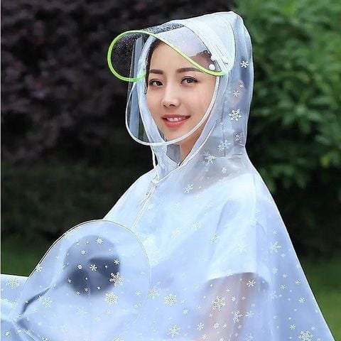 Áo Mưa Trong Suốt Tiện Lợi Cho Mẹ Và Bé, Áo Mưa Cánh Dơi Họa Tiết Bông Tuyết Siêu Đẹp