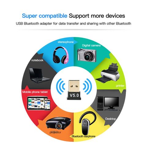 USB Bluetooth 5.0 Truyền Phát Dữ Liệu Ổn Định Tốc Độ Cao Cho PC - Laptop