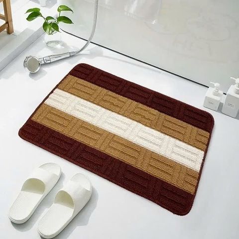 Thảm Lau Chân Kẻ Sọc Thiết Kế Đế Cao Su Chống Trơn Trượt - Thấm Hút Tốt Dễ Dàng Vệ Sinh.