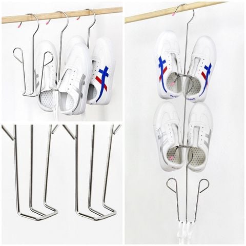 Móc Phơi Giày Dép Inox Không Gỉ - Phơi Giày Dép Nhanh Khô, Khung Móc Cứng Cáp Giữ Form Giày Dép.