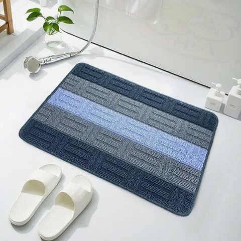 Thảm Lau Chân Kẻ Sọc Thiết Kế Đế Cao Su Chống Trơn Trượt - Thấm Hút Tốt Dễ Dàng Vệ Sinh.