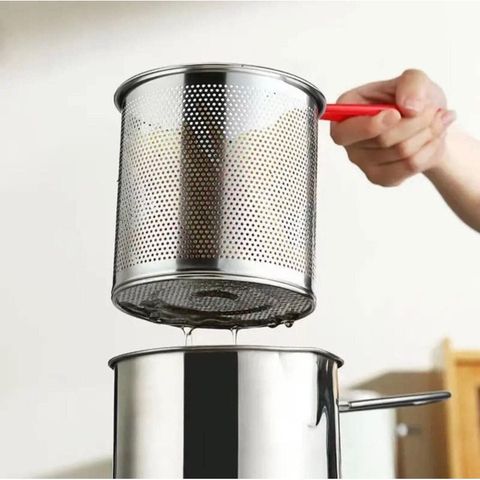 Nồi Chiên Ngập Dầu Mini Kèm Rổ Chiên Lọc Dầu Inox 2in1 Chống Rỉ - Nấu Được Bếp Từ 1200ml.