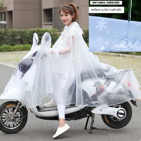 Áo Mưa Trong Suốt Tiện Lợi Cho Mẹ Và Bé, Áo Mưa Cánh Dơi Họa Tiết Bông Tuyết Siêu Đẹp