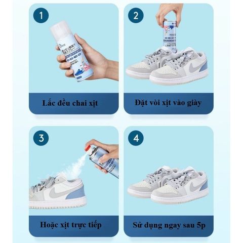 Chai Xịt Khử Mùi Giày Công Nghệ Bạc AG+ Dung Tích 260ml Khử Mùi Giày, Dép, Mũ Bảo Hiểm 24h