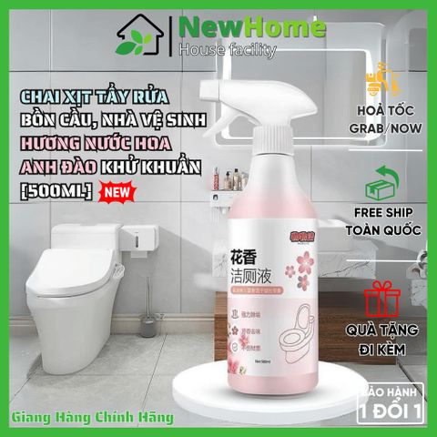 Bình Xịt Tẩy Rửa, Khử Mùi Nhà Vệ Sinh Dạng Bọt 500ml - Diệt Khuẩn Toilet Hương Hoa Anh Đào