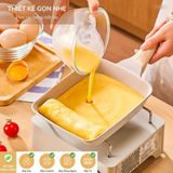 Chảo Chống Dính Vuông Đáy Từ Cán Gỗ Cao Cấp Chiên Trứng Cuộn Dùng Cho Mọi Loại Bếp.