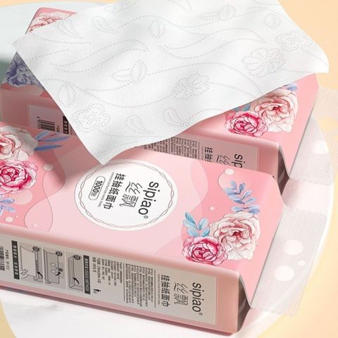 Khăn Rút Treo Tường SIPIAO Hoa Hồng Bịch 1000 Tờ - 4 Lớp Dai Mềm Từ Bột Tre