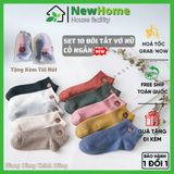 Set 10 Đôi Tất Vớ Nữ Cổ Ngắn Nhiều Màu Hình Gấu Kute Tặng Kèm Túi Rút Tiện Lợi.