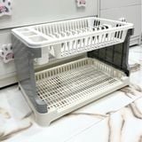 Giá Để Chén Đĩa 2 Tầng, Kệ Để Bát Có Khay Ráo Nước Tiện Lợi Nhựa Cao Cấp.