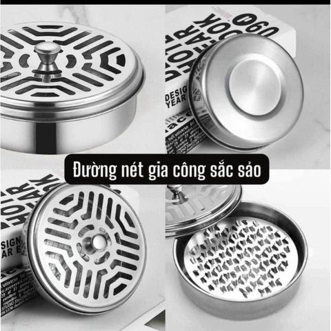 Khay Đựng Nhang Muỗi Kim Loại Có Nắp Đậy Tiện Lợi Chống Nóng - Chống Rơi Bụi Tàn.