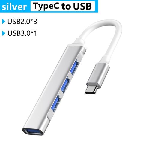 Bộ Chia Cổng Type-C ra 4 Cổng USB - A Hợp Kim Nhôm Tốc Độ Cao Cho Laptop và Điện Thoại