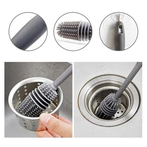 Cọ Rửa Ly Silicon Mềm Dẻo Cán Dài, Vệ Sinh Ly, Cốc, Bình Sữa Hiệu Quả - Không Gây Trầy Xước.