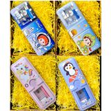 Hộp bút thiếc 2 ngăn có phụ kiện (gôm + thước + bút chì) (648/649-40)
