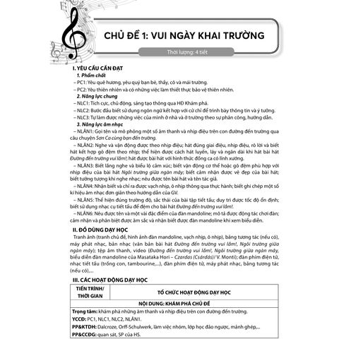 Sách tham khảo - Kế hoạch bài dạy môn Âm nhạc lớp 5 (Bộ sách Chân trời sáng tạo)