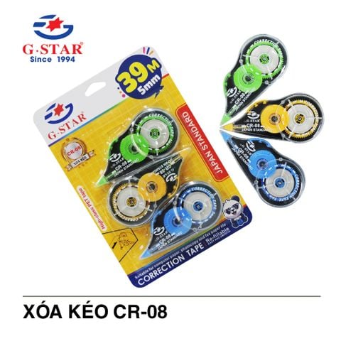 Xóa kéo vỉ 3 cây GStar CR-08 khổ 5mm dài 39m