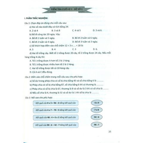 Sách tham khảo - Bộ đề kiểm tra môn Toán lớp 3 (Chân trời sáng tạo)