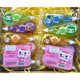 Vỉ 6 cây bút xóa kéo hoạt hình có túi zip nhiều mã