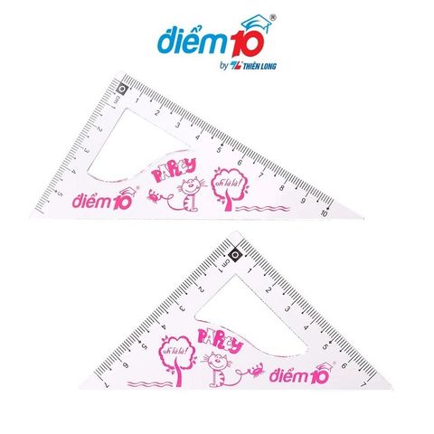 Thước bộ Điểm 10 SR-012 gồm thước thẳng, 2 thước eke 45, 60 và 1 thước đo góc 180