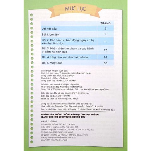 Sách tham khảo - Hướng dẫn phòng chống xâm hại tình dục trẻ em (dành cho học sinh Trung học cơ sở)