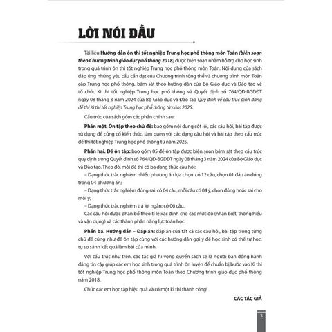 Sách tham khảo - Hướng dẫn ôn thi tốt nghiệp Trung học phổ thông môn Toán  (Biên soạn theo CT GDPT 2018)