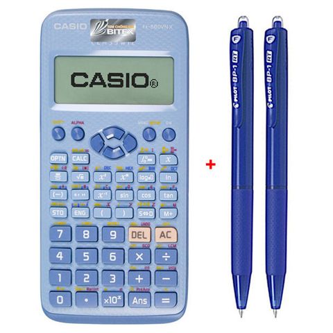 Bộ Máy Tính Casio FX 580 VN X + 2 Bút Bi Pilot BP-1RT Mực Xanh