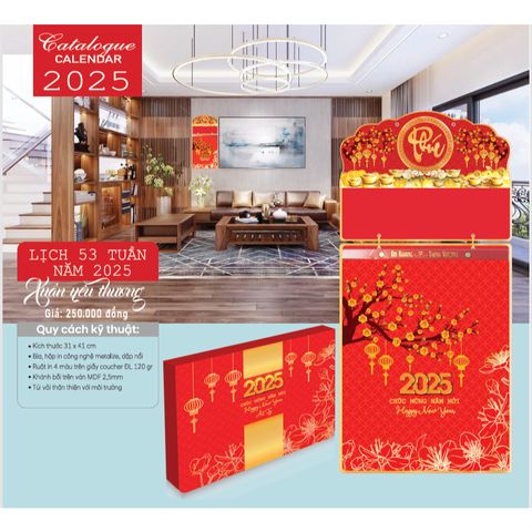 Lịch 53 tuần 2025 treo tường - Xuân yêu thương (lịch xé 1 tờ 1 tuần) - Túi vải