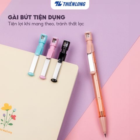 Bút chì bấm 2B PC-030 ngòi 2mm tích hợp chuốt - Màu ngẫu nhiên