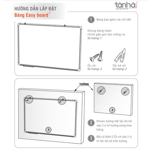 Bảng từ trắng viết bút lông Easyboard (nhiều kích thước)