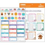 Bộ 15 nhãn tên môn học kèm 20 Sticker Happy (N641) - 4in1