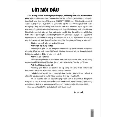 Sách tham khảo - Hướng dẫn ôn thi tốt nghiệp THPT môn Giáo dục kinh tế và pháp luật (Biên soạn theo CT GDPT 2018)