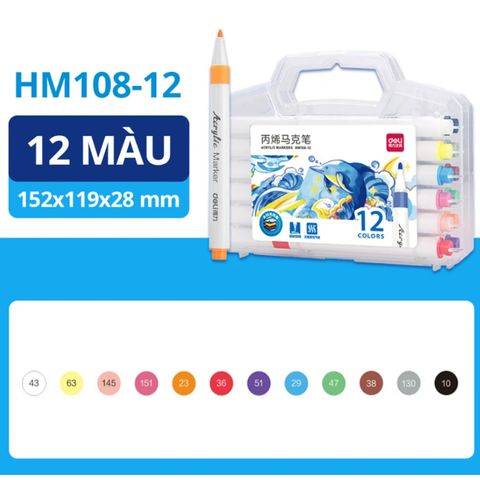 Bút Acrylic Marker 12 màu HM108-12