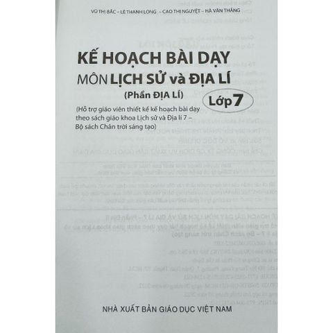 Sách tham khảo -  Kế hoạch bài dạy môn Lịch sử và Địa lí lớp 7 - Phần Địa lí (Bộ sách Chân trời sáng tạo)