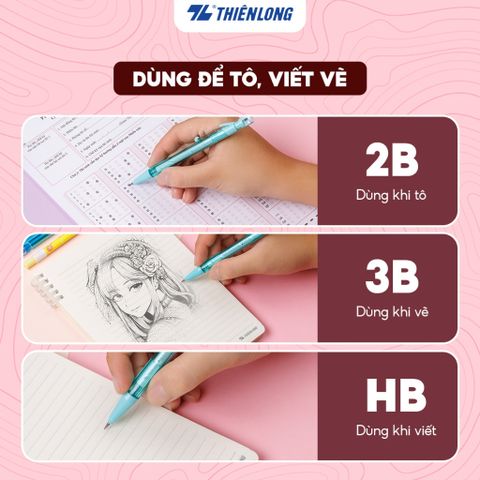 Bút chì bấm 2B PC-030 ngòi 2mm tích hợp chuốt - Màu ngẫu nhiên