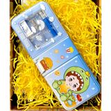 Hộp bút thiếc 2 ngăn có phụ kiện (gôm + thước + bút chì) (648/649-40)