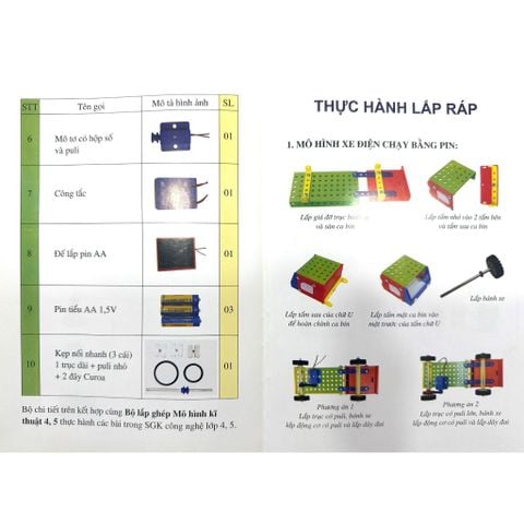 Bộ lắp ghép mô hình kĩ thuật cơ bản và nâng cao lớp 4, 5 (Bộ thực hành công nghệ 5 theo CT GDPT 2018)