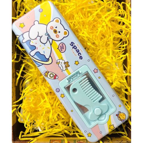 Hộp bút thiếc 2 ngăn có gương + lược (658-40)