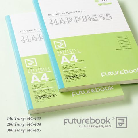 Sổ may chỉ dán gáy Happiness A4 200tr kẻ ngang - MC484 (Mẫu ngẫu nhiên)