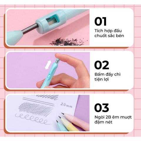 Bút chì bấm Thiên Long PC-032 tích hợp chuốt - Màu ngẫu nhiên