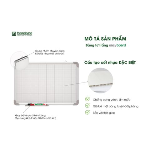 Bảng từ trắng viết bút lông Easyboard (nhiều kích thước)