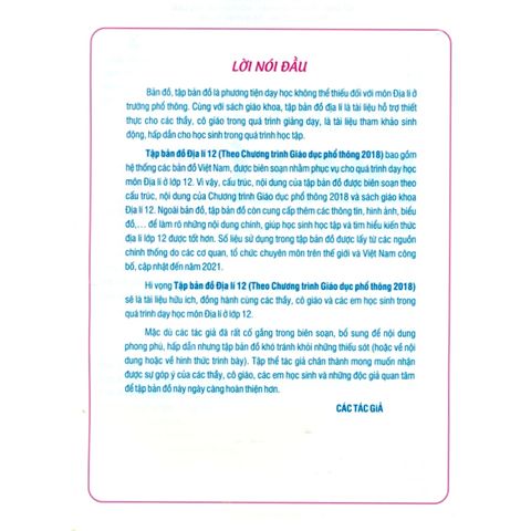 Sách tham khảo - Tập bản đồ địa lí 12 (Theo chương trình GDPT 2018)