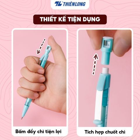 Bút chì bấm 2B PC-030 ngòi 2mm tích hợp chuốt - Màu ngẫu nhiên