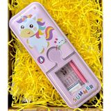 Hộp bút thiếc 2 ngăn có phụ kiện (gôm + thước + bút chì) (648/649-40)