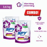  Combo 2 túi nước giặt xả SPY Super White Luxor 3,6kg công thức kết hợp giặt xả siêu trắng sáng lưu hương dài lâu 