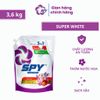  [Tặng kèm] Nước giặt xả SPY Super White hương Passion túi 3,6kg kết hợp giặt xả siêu trắng sáng 