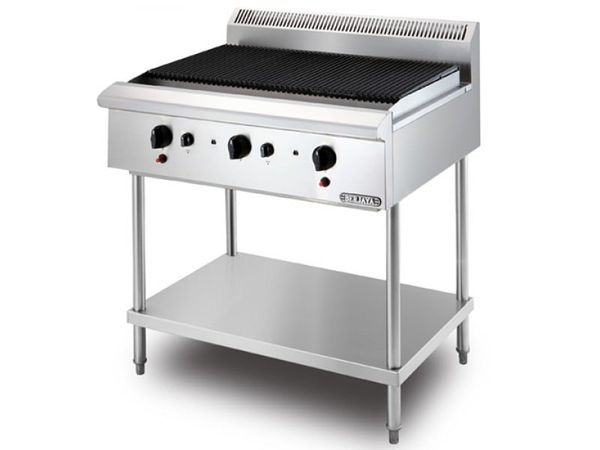 Bếp nướng than nhân tạo 3 họng dùng gas Berjaya  có chân đứng CB3BFS-17