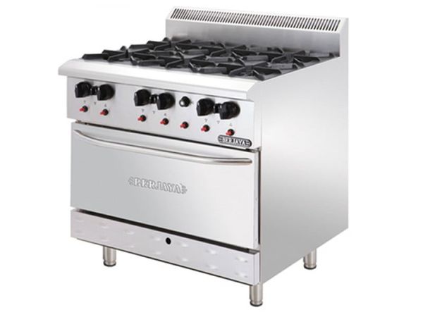 Bếp âu 6 họng có lò nướng Berjaya dùng gas DRO6-17