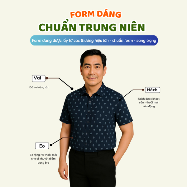 Áo sơ mi trung niên họa tiết Thái Khang ATK37