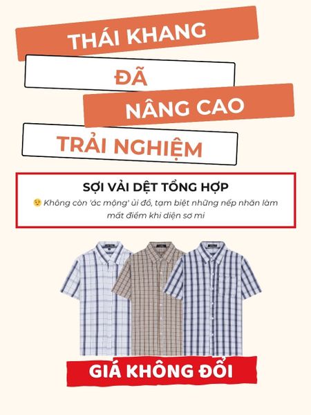 Áo sơ mi nam ngắn tay trung niên THÁI KHANG vải lụa co giãn ATK41